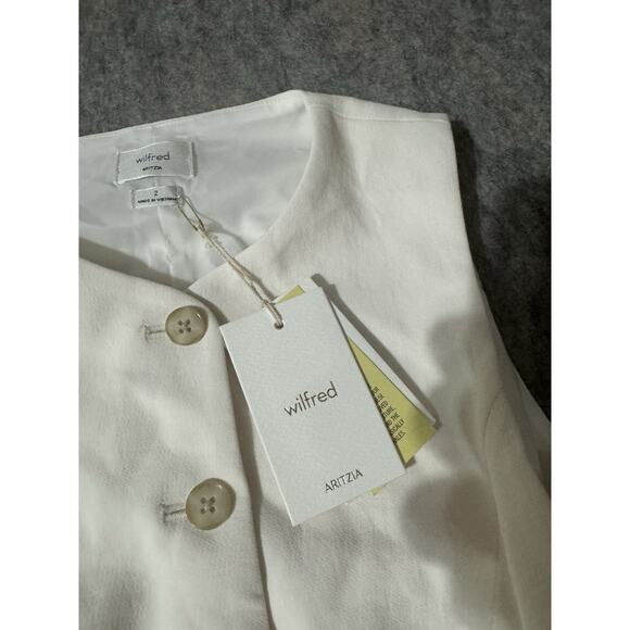 Aritzia Wilfred japanese crepe button up mini dress in White Size 2 new with tag - Picture 6 of 6